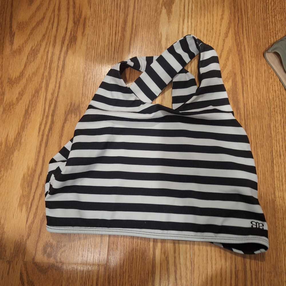 albion fit striped bikini top